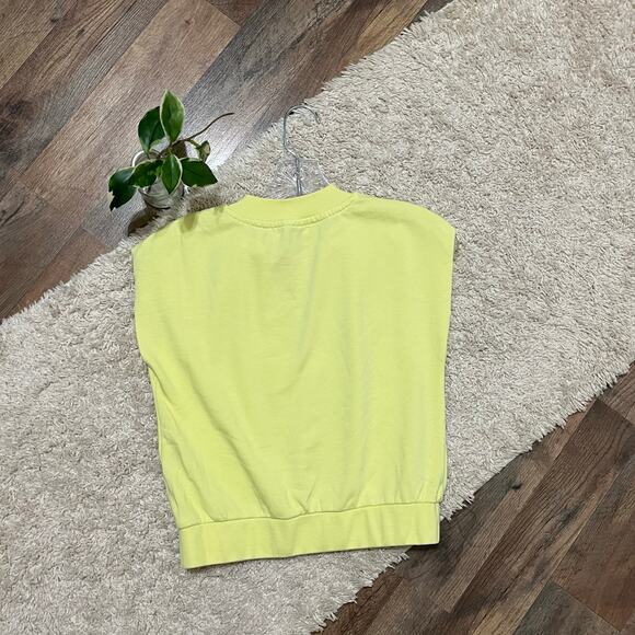 525 America XS Neon Yellow V-Neck Sleeveless Cropped Muscle Sweater Tank Top - Picture 6 of 6